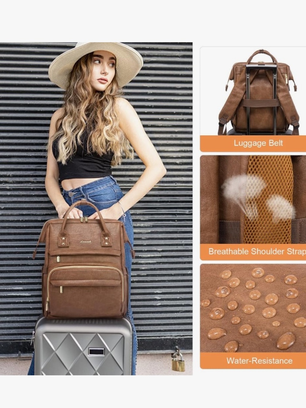 Lovevook Brown Leather Backpack - Discontinued Color - Picture 6 of 12